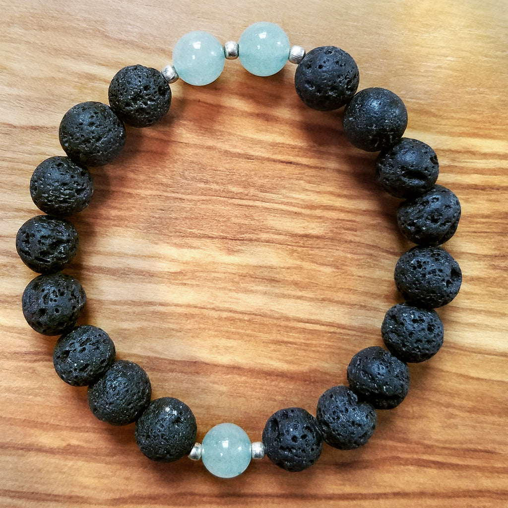 Lava Stone & Aquamarine Bracelet