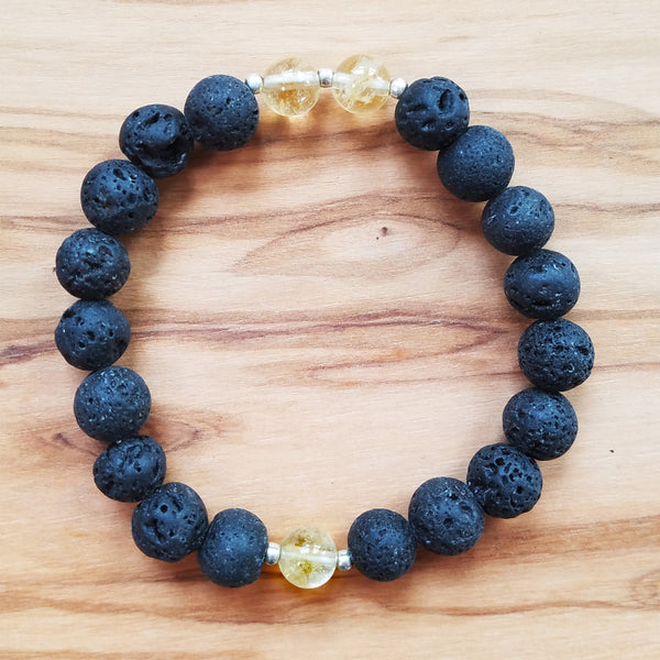 Lava Stone & Citrine Bracelet