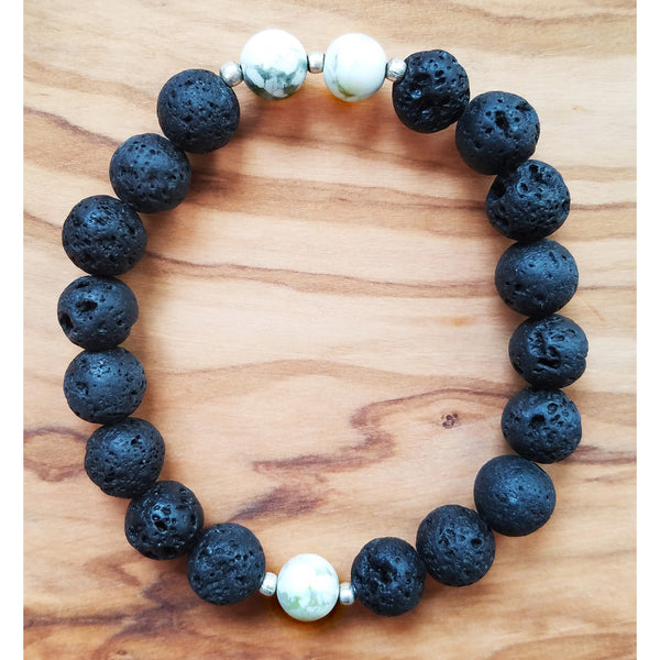 Lava Stone & Howlite Bracelet