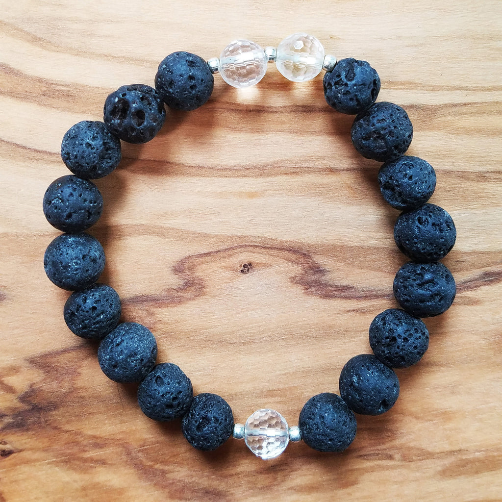 Lava Stone & Mountain Crystal Bracelet