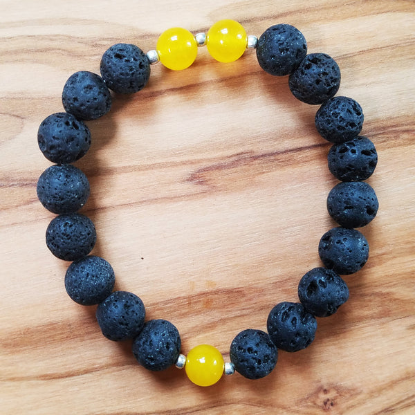 Lava Stone & Orange Calcite Bracelet