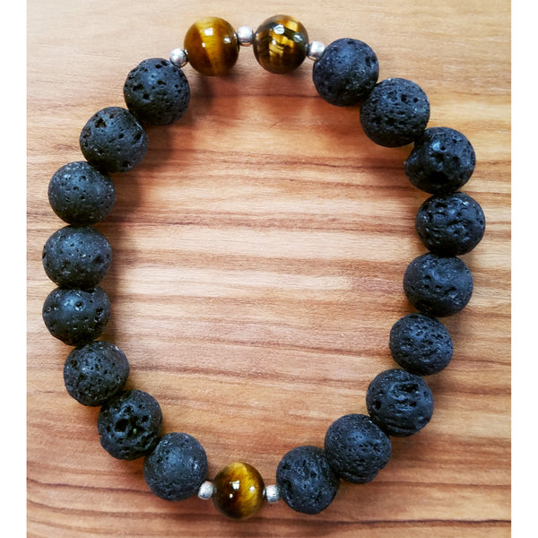 Lava Stone & Yellow Tiger's Eye Bracelet