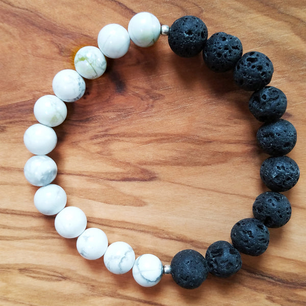 Lava Stone & Howlite Yin Yang Bracelet