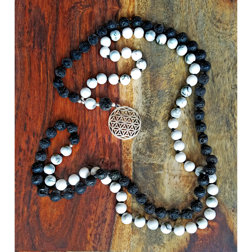 Lava Stone & Howlite Yin Yang